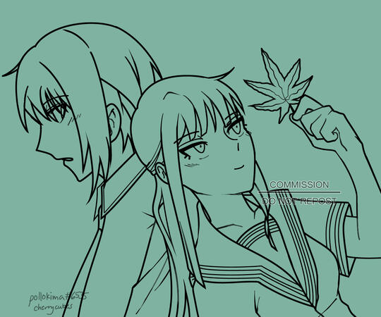 Half Body Line Art + Additional Character Half Body Line Art + Additional Character